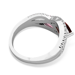 Garnet Diamond Rivers 14K White Gold ring R3070