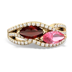 Garnet Diamond Rivers 14K Yellow Gold ring R3070