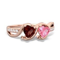 Garnet Side By Side 14K Rose Gold ring R3090