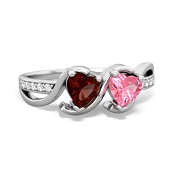 Garnet Side By Side 14K White Gold ring R3090