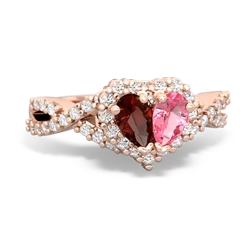 Garnet Diamond Twist 'One Heart' 14K Rose Gold ring R2640HRT