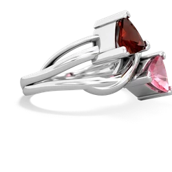 Garnet Split Band Swirl 14K White Gold ring R2341