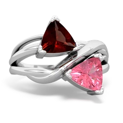 Garnet Split Band Swirl 14K White Gold ring R2341