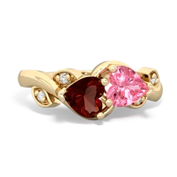 Garnet Floral Elegance 14K Yellow Gold ring R5790