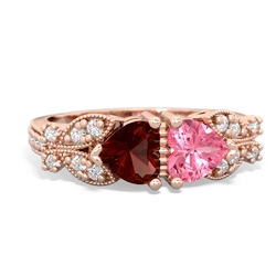 Garnet Diamond Butterflies 14K Rose Gold ring R5601