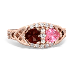 Garnet Sparkling Celtic Knot 14K Rose Gold ring R2645