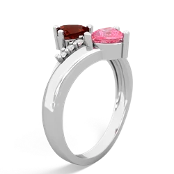 Garnet Heart To Heart 14K White Gold ring R2064