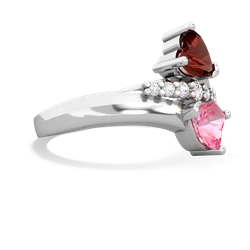 Garnet Heart To Heart 14K White Gold ring R2064