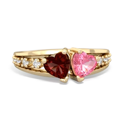 Garnet Heart To Heart 14K Yellow Gold ring R3342