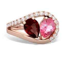 Garnet Nestled Heart Keepsake 14K Rose Gold ring R5650