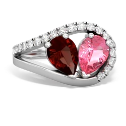 Garnet Nestled Heart Keepsake 14K White Gold ring R5650