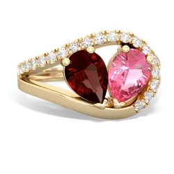 Garnet Nestled Heart Keepsake 14K Yellow Gold ring R5650