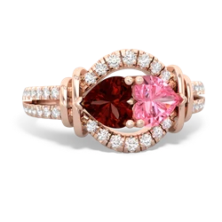 Garnet Art-Deco Keepsake 14K Rose Gold ring R5630