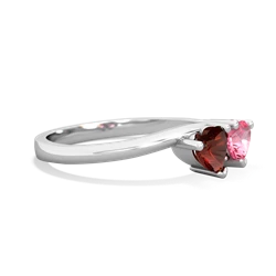 Garnet Sweethearts 14K White Gold ring R5260