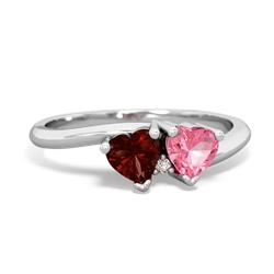 Garnet Sweethearts 14K White Gold ring R5260