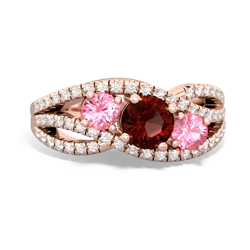 Garnet Three Stone Aurora 14K Rose Gold ring R3080