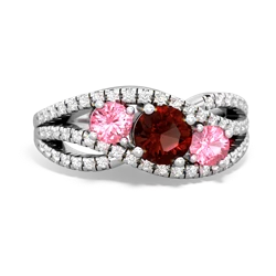 Garnet Three Stone Aurora 14K White Gold ring R3080