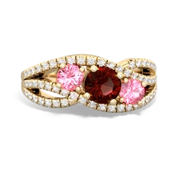 Garnet Three Stone Aurora 14K Yellow Gold ring R3080