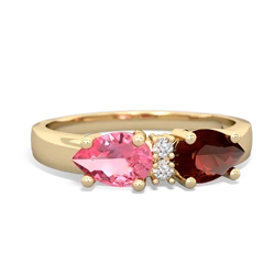 Garnet Pear Bowtie 14K Yellow Gold ring R0865