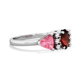 Garnet Antique Style Three Stone 14K White Gold ring R2186