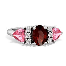 Garnet Antique Style Three Stone 14K White Gold ring R2186