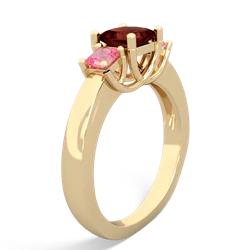 Garnet Three Stone Trellis 14K Yellow Gold ring R4015