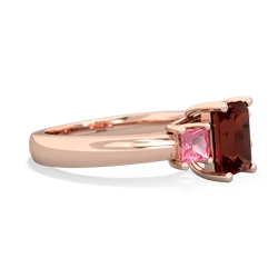 Garnet Three Stone Emerald-Cut Trellis 14K Rose Gold ring R4021