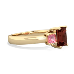 Garnet Three Stone Emerald-Cut Trellis 14K Yellow Gold ring R4021