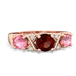 Garnet Hugs And Kisses 14K Rose Gold ring R5016