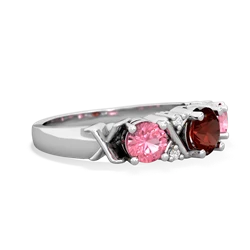 Garnet Hugs And Kisses 14K White Gold ring R5016