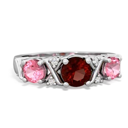 Garnet Hugs And Kisses 14K White Gold ring R5016