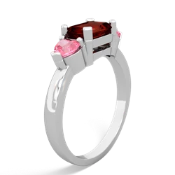 Garnet Three Stone 14K White Gold ring R5235