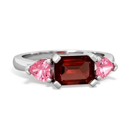 Garnet Three Stone 14K White Gold ring R5235