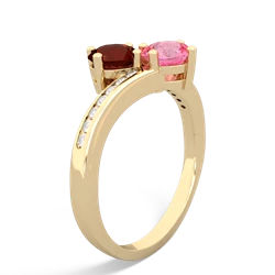 Garnet Channel Set Two Stone 14K Yellow Gold ring R5303