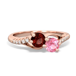 Garnet Infinity Pave Two Stone 14K Rose Gold ring R5285