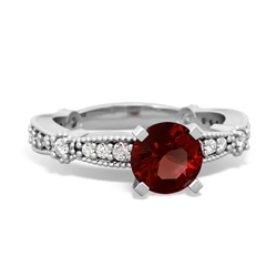 Garnet Sparkling Tiara 6Mm Round 14K White Gold ring R26296RD