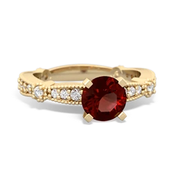 Garnet Sparkling Tiara 6Mm Round 14K Yellow Gold ring R26296RD