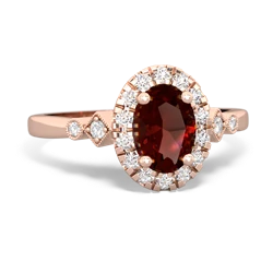 Garnet Antique-Style Halo 14K Rose Gold ring R5720