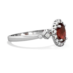 Garnet Antique-Style Halo 14K White Gold ring R5720