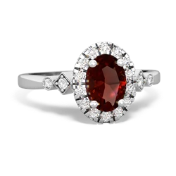 Garnet Antique-Style Halo 14K White Gold ring R5720