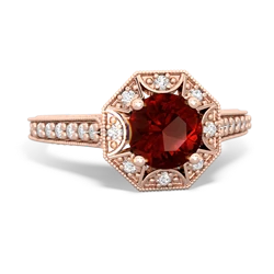 Garnet Art-Deco Starburst 14K Rose Gold ring R5520