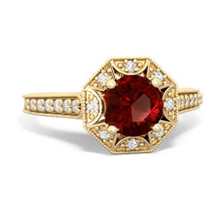 Garnet Art-Deco Starburst 14K Yellow Gold ring R5520