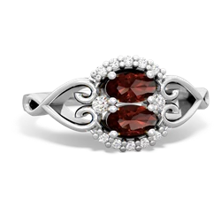 Garnet Love Nest 14K White Gold ring R5860