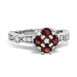 Garnet Sparkling Tiara Cluster 14K White Gold ring R26293RD