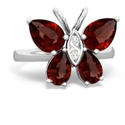 Garnet Butterfly 14K White Gold ring R2215