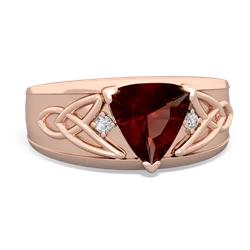 Garnet Celtic Trinity Knot Men's 14K Rose Gold ring R0440