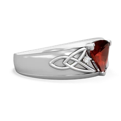 Garnet Celtic Trinity Knot Men's 14K White Gold ring R0440