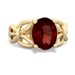 Thumbnail for Garnet Celtic Knot 14K Yellow Gold ring R2377 - front view