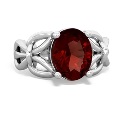 Garnet Celtic Knot Cocktail 14K White Gold ring R2377