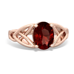 Garnet Celtic Trinity Knot 14K Rose Gold ring R2389